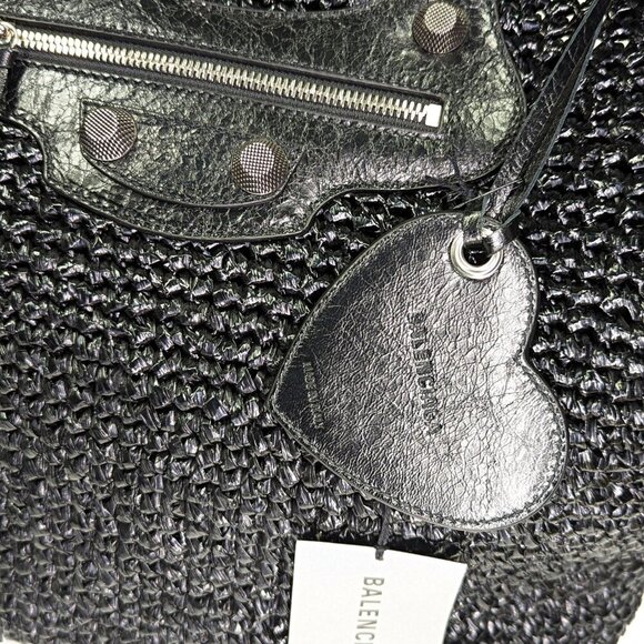Balenciaga Women's Large Le Cagole Panier Black Raffia Tote Bag (MSRP $1,750) - Picture 6 of 13